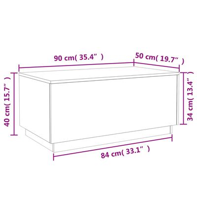 vidaXL Coffee Table with LED Lights Smoked Oak 90x50x40 cm