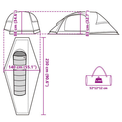 vidaXL Camping Tent Dome 1-Person Green Waterproof