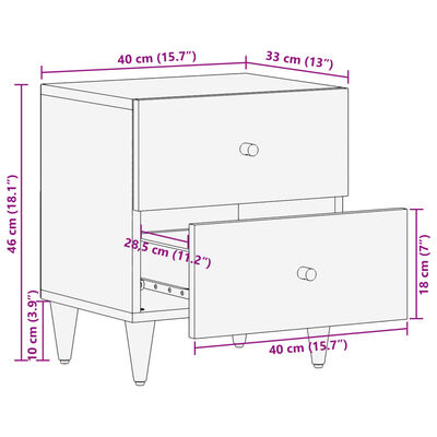 vidaXL Bedside Cabinets 2 pcs 40x33x46 cm Solid Wood Mango