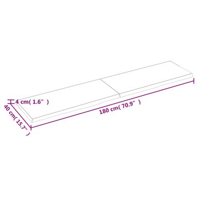 vidaXL Table Top 180x40x(2-4) cm Untreated Solid Wood Oak