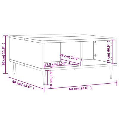 vidaXL Coffee Table Grey Sonoma 60x60x30 cm Engineered Wood