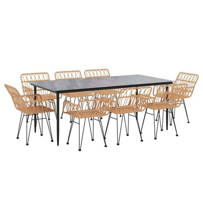 vidaXL 9 Piece Garden Dining Set Poly Rattan