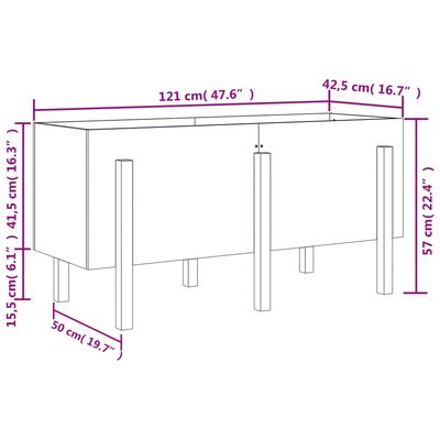 vidaXL Garden Raised Bed 121x50x57 cm Solid Wood Pine