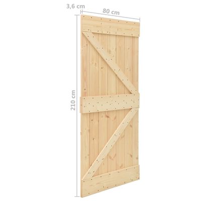 vidaXL Sliding Door with Hardware Set 80x210 cm Solid Pine Wood