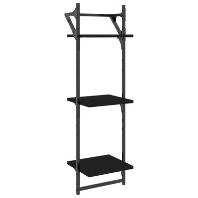 vidaXL 6 Piece Wall Shelf Set with Bars Black Engineered Wood