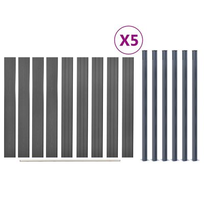 vidaXL Fence Panel Set Grey 872x186 cm WPC