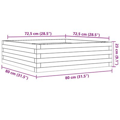 vidaXL Garden Planter 80x80x23 cm Impregnated Wood Pine