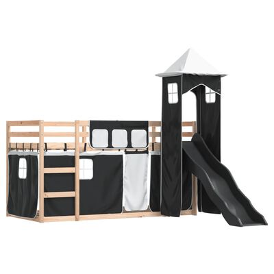 vidaXL Bunk Bed without Mattress with Slide White and Black 90x190 cm Single