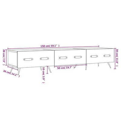 vidaXL TV Cabinet Concrete Grey 150x36x30 cm Engineered Wood