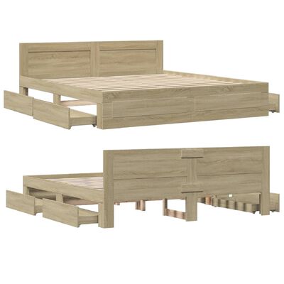 vidaXL Bed Frame with Headboard without Mattress Sonoma Oak 200x200 cm