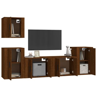 vidaXL 5 Piece TV Cabinet Set Brown Oak Engineered Wood