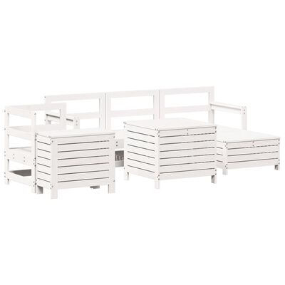 vidaXL 7 Piece Garden Sofa Set White Solid Wood Pine