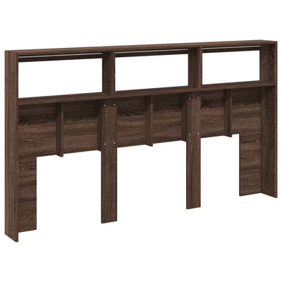 vidaXL Headboard Cabinet with LED Brown Oak 180x17x102 cm