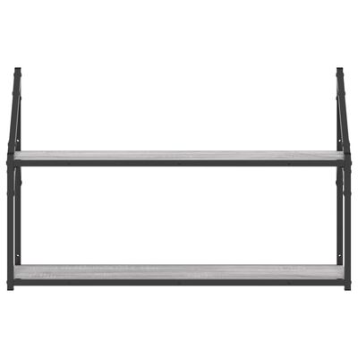 vidaXL 2-Tier Wall Shelf Grey Sonoma 80x21x51 cm Engineered Wood