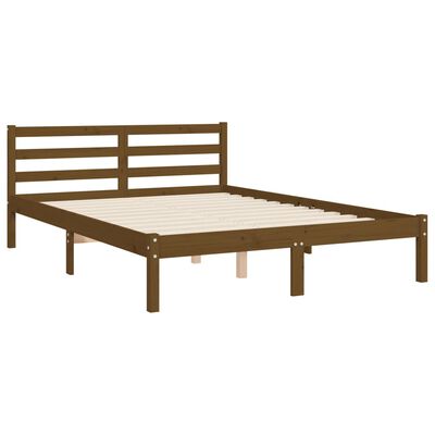 vidaXL Bed Frame without Mattress Honey Brown Small Double Solid Wood