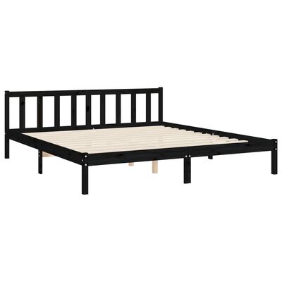 vidaXL Bed Frame without Mattress Black Super King Size Solid Wood Pine