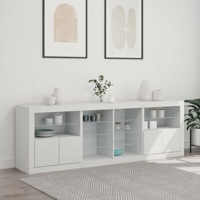 vidaXL Sideboard with LED Lights White 202x37x67 cm