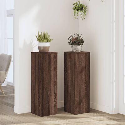 vidaXL Plant Stand 2pcs Brown Oak 25x25x80 cm Engineered Wood