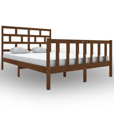 vidaXL Bed Frame without Mattress Honey Brown Solid Wood Pine King Size