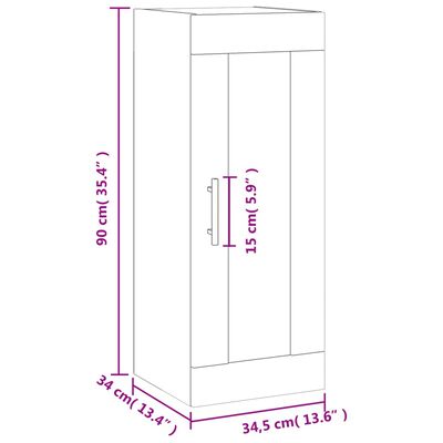 vidaXL Wall Mounted Cabinet Concrete Grey 34.5x34x90 cm