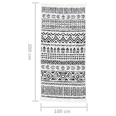 vidaXL Rug Black and White 100x200 cm Cotton