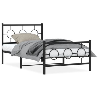 vidaXL Metal Bed Frame without Mattress with Footboard Black 100x200 cm