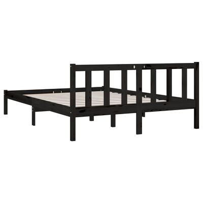 810081 vidaXL Bed Frame without Mattress Black Solid Wood 120x200 cm