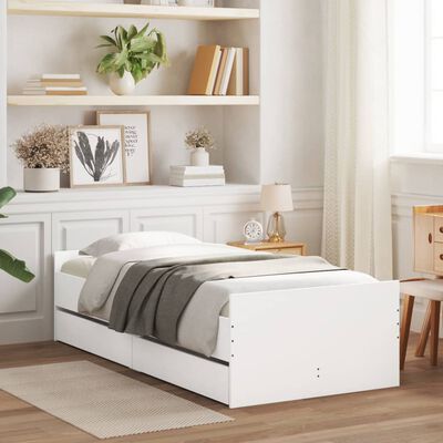 vidaXL Bed Frame without Mattress White 75x190 cm Small Single