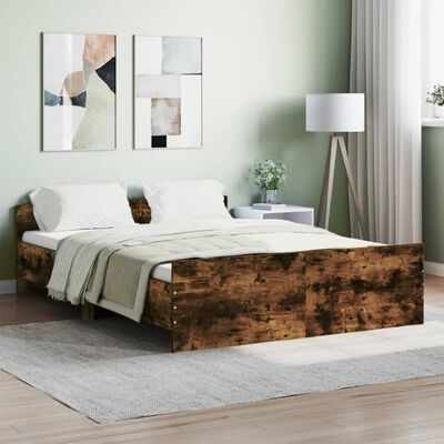 vidaXL Bed Frame without Mattress Smoked Oak 140x190 cm