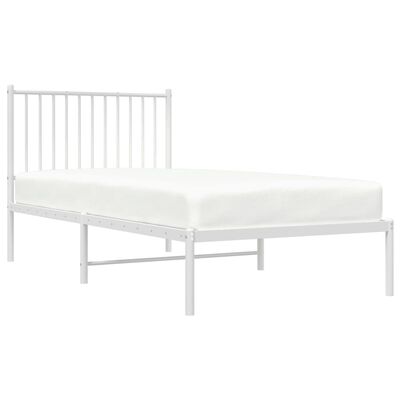 vidaXL Metal Bed Frame without Mattress with Headboard White 90x190 cm Single