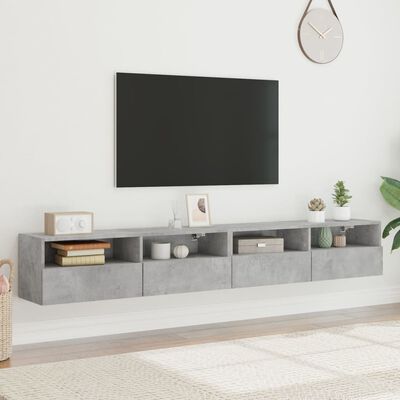 vidaXL TV Wall Cabinets 2 pcs Concrete Grey 100x30x30 cm Engineered Wood