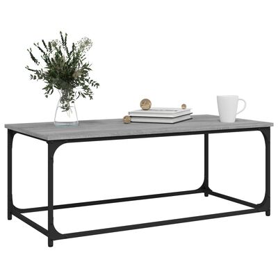 vidaXL Coffee Table Grey Sonoma 102x50x40 cm Engineered Wood and Iron