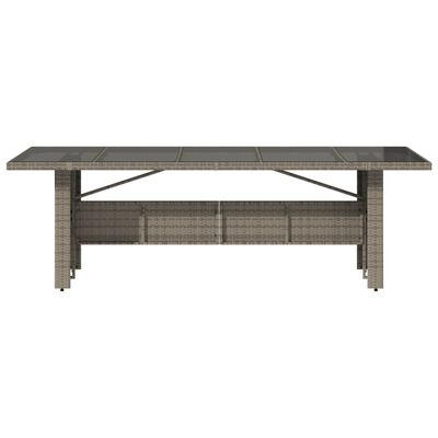 vidaXL Garden Table with Glass Top Grey 240x90x75 cm Poly Rattan