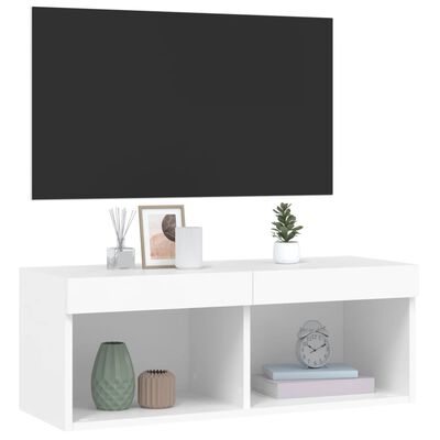 vidaXL TV Cabinet with LED Lights White 80x30x30 cm