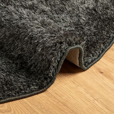 vidaXL Rug ISTAN High Pile Shiny Look Anthracite Ø 120 cm