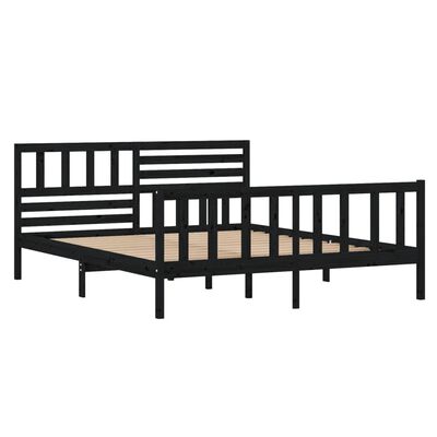 vidaXL Bed Frame without Mattress Black Solid Wood 140x190 cm (810066+814148)