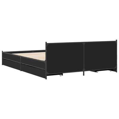 vidaXL Bed Frame with Drawers without Mattress Black 140x190 cm