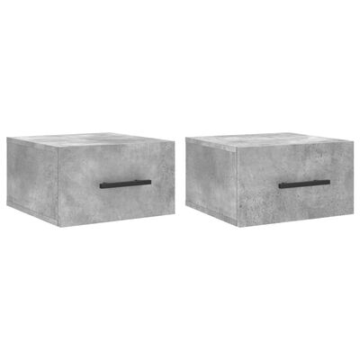 vidaXL Wall-mounted Bedside Cabinets 2 pcs Concrete Grey 35x35x20 cm