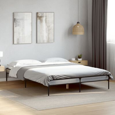 vidaXL Bed Frame without Mattress Grey Sonoma 150x200 cm King Size