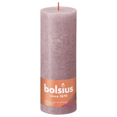 Bolsius Rustic Pillar Candles Shine 4 pcs 190x68 mm Ash Rose