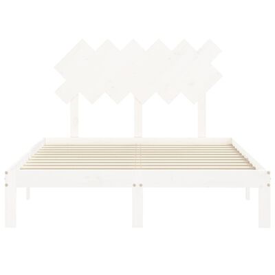 vidaXL Bed Frame without Mattress White Double Solid Wood Pine