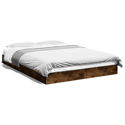 vidaXL Bed Frame without Mattress Smoked Oak 120x200 cm Engineered Wood