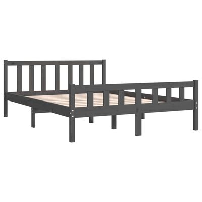 vidaXL Bed Frame without Mattress Grey Solid Wood 140x190 cm