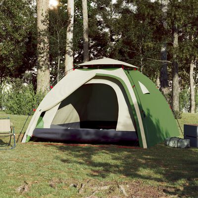 vidaXL Camping Tent Dome 4-Person Green Quick Release