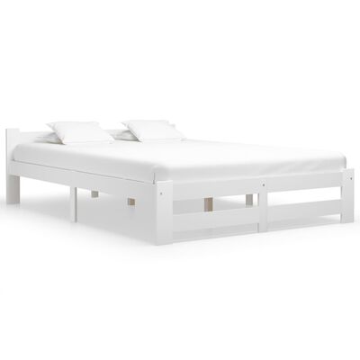 vidaXL Bed Frame without Mattress White Solid Pine Wood 120x200 cm