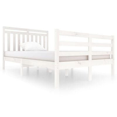 vidaXL Bed Frame without Mattress White Solid Wood 120x200 cm (810426+814085)