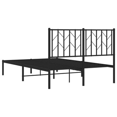 vidaXL Metal Bed Frame without Mattress with Headboard Black 120x190 cm Small Double