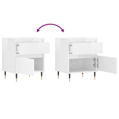 vidaXL Bedside Cabinet High Gloss White 40x35x50 cm Engineered Wood