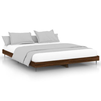 vidaXL Bed Frame without Mattress Brown Oak 150x200 cm King Size Engineered Wood