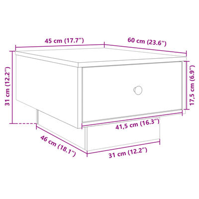 vidaXL Coffee Table Concrete Grey 60x45x31 cm Engineered Wood